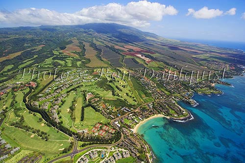 Aerial of Kapalua and Kapalua Bay, Maui, Hawaii Picture Photo Stock Photo Print - Hawaiipictures.com