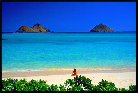 Lanaikai Beach With Girl Oahu - Hawaiipictures.com