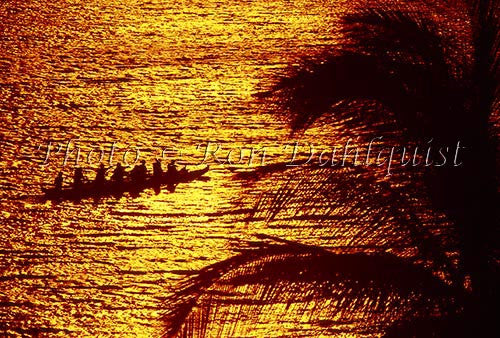 Silhouette of outrigger canoe, Kihei, Maui, Hawaii - Hawaiipictures.com