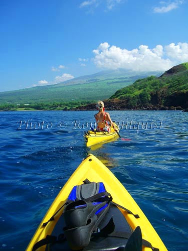 Woman kayaking on the southern coast of Maui near Makena, Maui, Hawaii Picture Photo Stock Photo - Hawaiipictures.com
