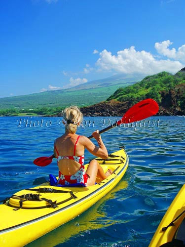 Woman kayaking on the southern coast of Maui near Makena, Maui, Hawaii Picture - Hawaiipictures.com