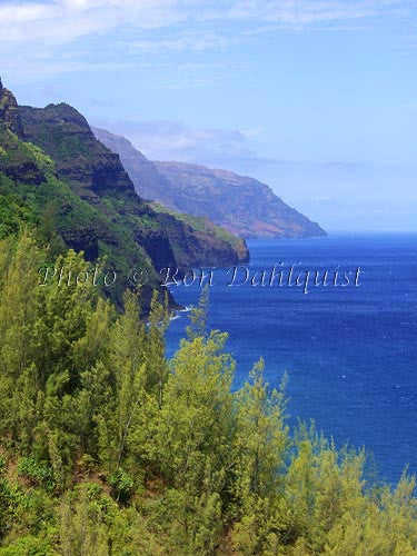 View of the Na Pali Coast as viewed from the Kalalau Trail. Kauai, Hawaii - Hawaiipictures.com