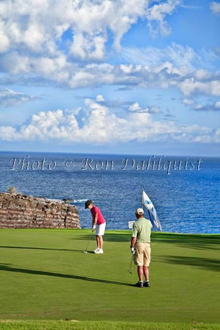 Woman golfing on The Challenge at Manele Golf Course, Lanai MR Photo - Hawaiipictures.com