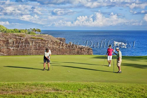 Woman golfing on The Challenge at Manele Golf Course, Lanai MR Picture - Hawaiipictures.com