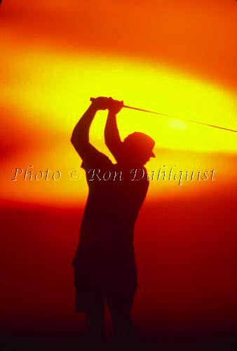 Silhouette of golfer at sunset, Hawaii Picture - Hawaiipictures.com