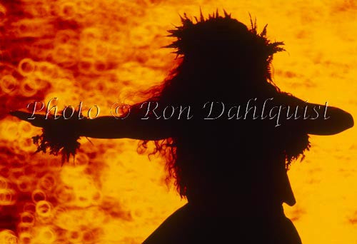 Silhouette of hula dancer at sunset. Maui, Hawaii Photo - Hawaiipictures.com