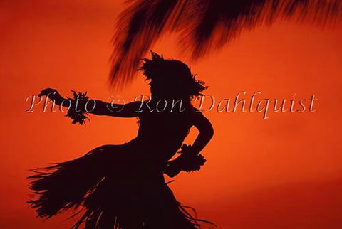 Silhouette of hula dancer, Maui, Hawaii - Hawaiipictures.com
