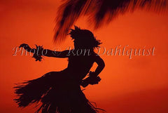 Silhouette of hula dancer, Maui, Hawaii