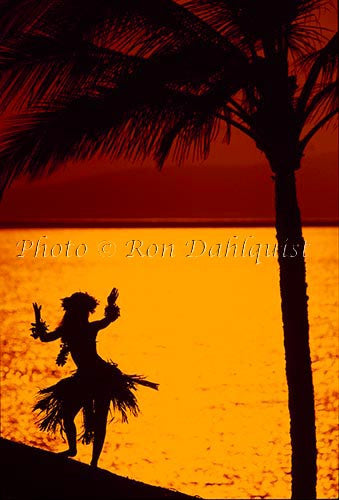 Silhouette of hula dancer, Maui, Hawaii Stock Photo - Hawaiipictures.com