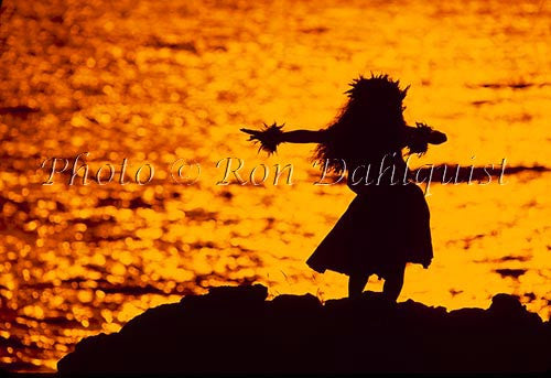 Silhouette of hula dancer, Maui, Hawaii Picture Photo Stock Photo - Hawaiipictures.com