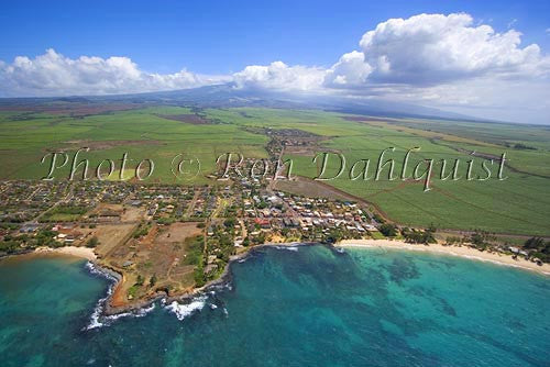 Aerial of Paia and Haleakala, north shore of Maui, Hawaii - Hawaiipictures.com