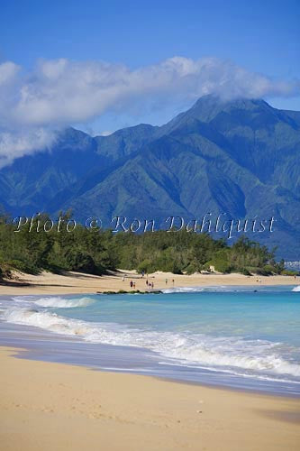 Baldwin Beach on the north coast, West Maui mountains in distance, Maui Photo - Hawaiipictures.com