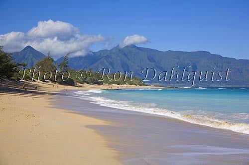 Baldwin Beach on the north coast, West Maui mountains in distance, Maui Picture - Hawaiipictures.com