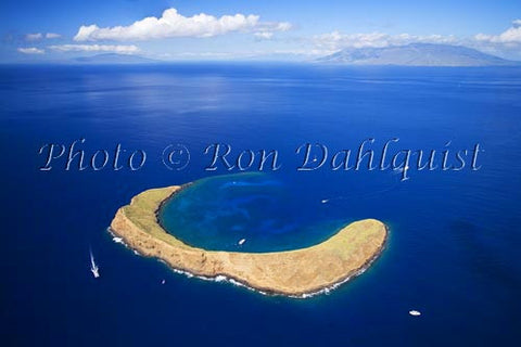 Aerial of Molokini, famous snorkeling location, Maui, Hawaii Picture Photo - Hawaiipictures.com