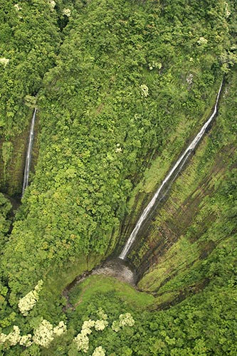 Waihiumalu Waterfall near Hana, aerial view, Maui, Hawaii - Hawaiipictures.com