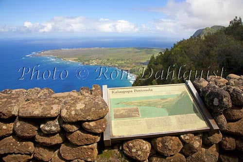 Kalaupapa overlook at the Palaau State Park. View of the Kalaupapa peninsula, Molokai, Hawaii Picture Photo Stock Photo - Hawaiipictures.com
