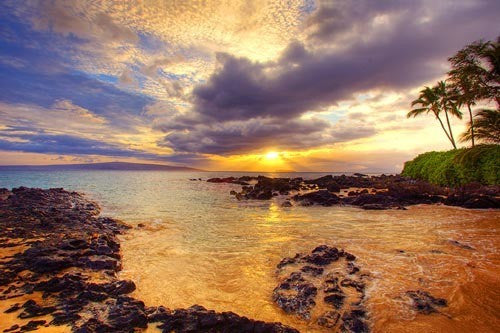 Makena Sunset with Kahoolawe in the distance, Maui - Hawaiipictures.com