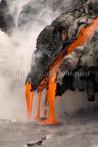 Lava from Kilauea volcano pouring into the sea. Big Island of Hawaii Picture - Hawaiipictures.com