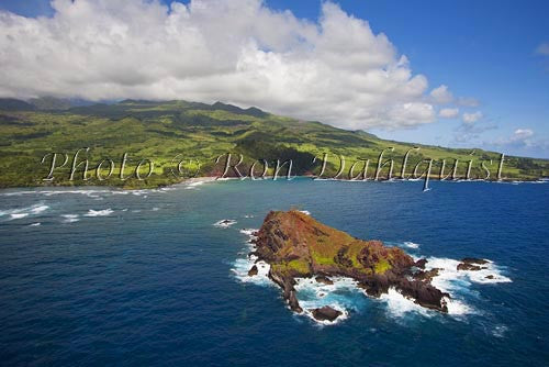 Aerial of Alau Islet, Koki Beach and Hana area, Maui, Hawaii Picture Photo - Hawaiipictures.com