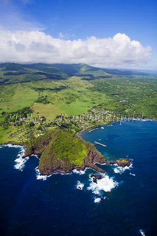 Aerial of Hana Maui Resort, Hana, and Hana Bay, Maui Hawaii - Hawaiipictures.com