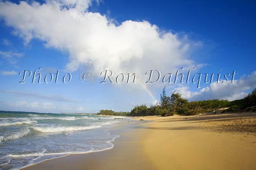 Rainbow over Baldwin Beach, north shore of Maui, Hawaii Picture - Hawaiipictures.com