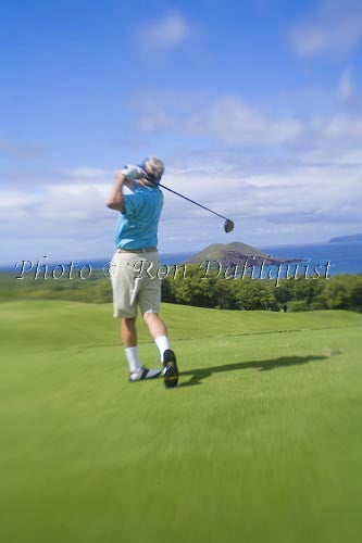 Man golfing at Wailea Gold Golf Course, Maui, Hawaii - Hawaiipictures.com