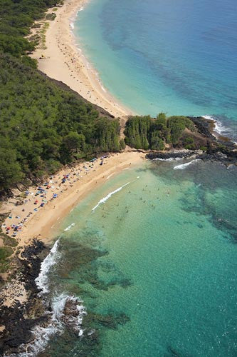 Aerial of Little Beach and Big Beach, Makena, Maui, Hawaii - Hawaiipictures.com