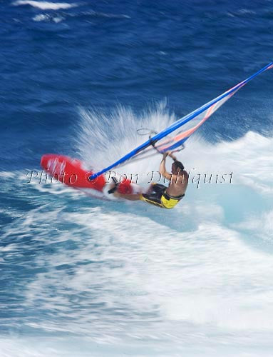 Windsurfing-Windsurfer on wave at Hookipa, Maui, Hawaii Picture Stock Photo - Hawaiipictures.com