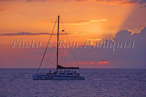 Catamarans at sunset off Kaanapali Beach, Maui, Hawaii Picture - Hawaiipictures.com