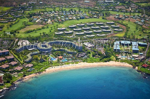 Aerial view of Grand Wailea Resort, Hoolei, and Four Seasons Resort, Maui, Hawaii - Hawaiipictures.com