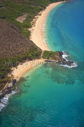 Aerial of Little Beach and Big Beach (Oneloa), Makena, Maui - Hawaiipictures.com