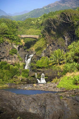 Waterfall and pools at Oheo Gulch near Hana. Kipahulu, Maui