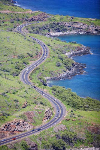 Aerial of Pali highway near MacGregor Point near Maalaea, Maui, Hawaii - Hawaiipictures.com