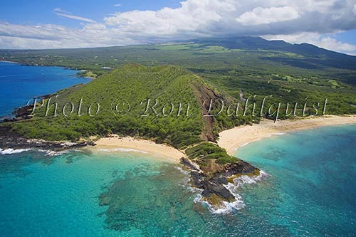 Aerial of Big Beach (Oneloa) and Little Beach, Makena, Maui, Hawaii - Hawaiipictures.com