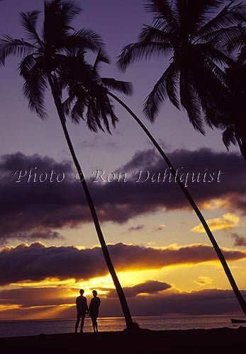 Couple viewing sunset on Molokai, Hawaii - Hawaiipictures.com Couple viewing sunset on Molokai, Hawaii - Hawaiipictures.com