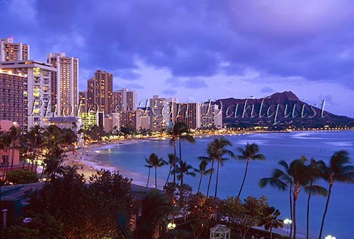 Sunset view of Diamond Head and Waikiki, Honolulu, Oahu, Hawaii - Hawaiipictures.com