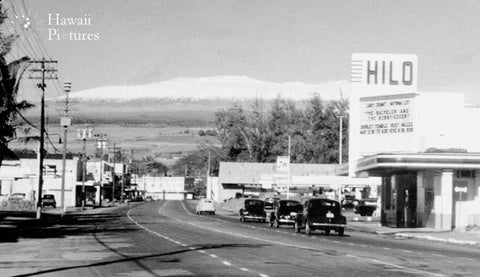 Downtown Hilo Snow-Capped Mauna Kea - Hawaiipictures.com
