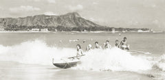 Picture Of Canoe Surfing In Waikiki 1930's