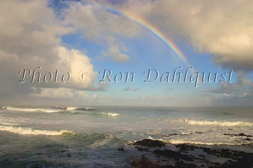 Rainbow over the ocean on the north shore of Maui, Hawaii - Hawaiipictures.com