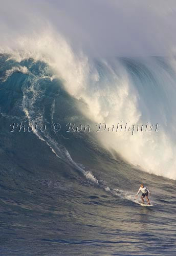 Surfer on a big day at Peahi, also known as Jaws, Maui, Hawaii MNR Picture - Hawaiipictures.com