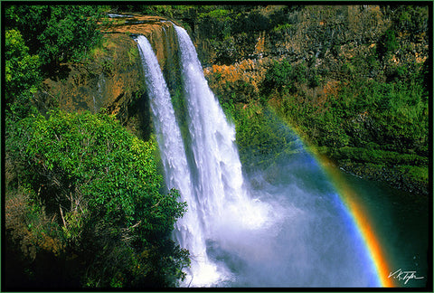 Wailua Falls Rainbow Kauai - Hawaiipictures.com
