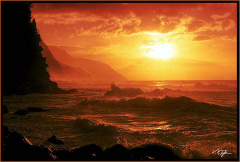 Napali Coast Mountains At Sunset Kauai - Hawaiipictures.com