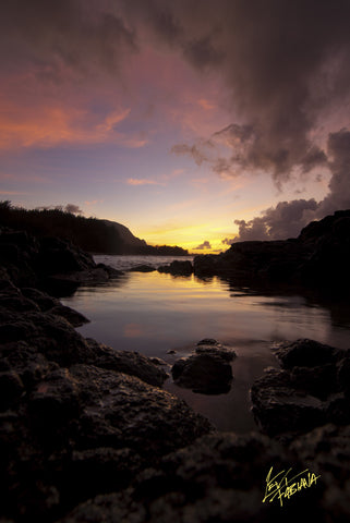 Kahalahala Pool Sunset Kauai - Hawaiipictures.com