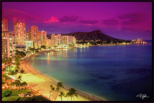Waikiki Dusk Oahu - Hawaiipictures.com