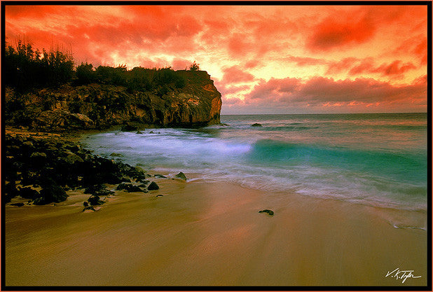 Fire At Shipwrecks Beach Poipu Kauai - Hawaiipictures.com