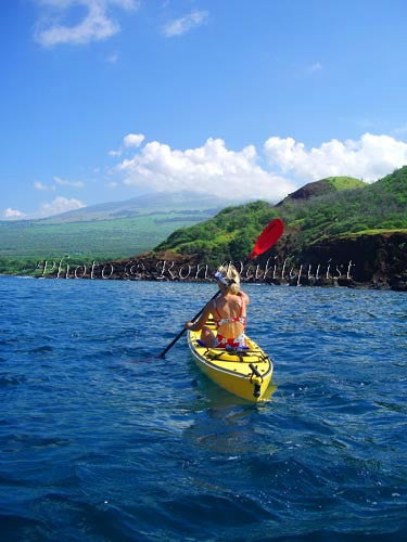 Woman kayaking on the southern coast of Maui near Makena, Maui, Hawaii Photo - Hawaiipictures.com