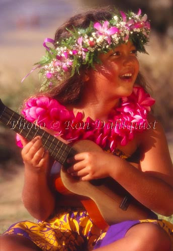 Young keiki, playing the ukulele, Maui, Hawaii - Hawaiipictures.com