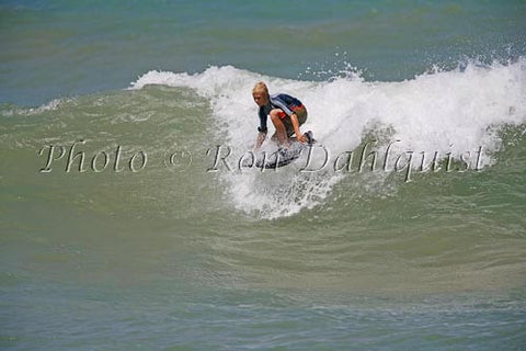 Teenage boy, boogie boarding on Maui, Hawaii - Hawaiipictures.com