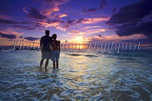 Romantic couple watching a beautiful sunset in Wailea, Maui, Hawaii Picture - Hawaiipictures.com