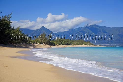 Baldwin Beach on the north coast, West Maui mountains in distance, Maui - Hawaiipictures.com